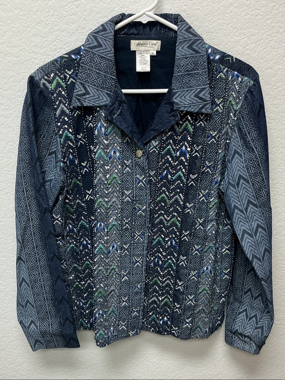 Coldwater Creek Navy Chevron & Patterned Women's Jacket